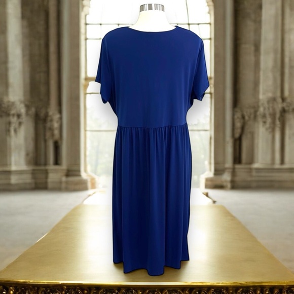 Avenue Royal Blue Drape Cowl Neck Front Jersey Dress - Picture 7 of 16